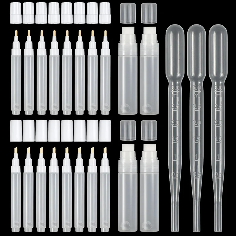 

Dependable-20 Pcs Refillable Acrylic Paint Markers, Empty Fillable Pen 3 Mm 6 Mm 15 Mm, Blank Graffiti White Fillable Paint Pen