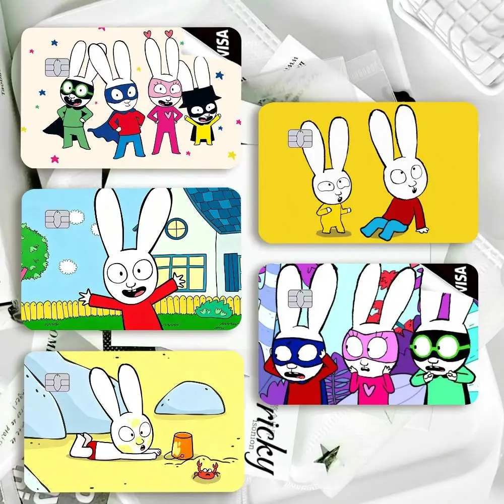 Whimsical S-Simon Super RabbitS Waterproof Film Skin Cover Credit Card Stickers Debit Front Bank Bus Pass