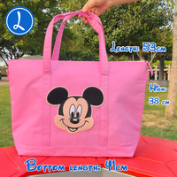 Classic Noir Tote with Jumbo Mickey Patch Large Capacity Shoulder Bag Fashion Minnie Handbag Bags Female Travel Shopping Bag