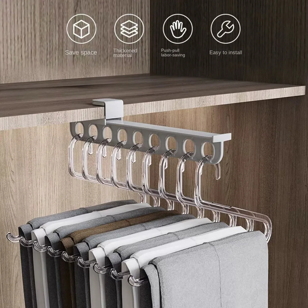 Multifunctional Folding Hanger Folding White/Grey Wardrobe Storage Organiser Portable Multi Hanging Storage Hanger Home view 5