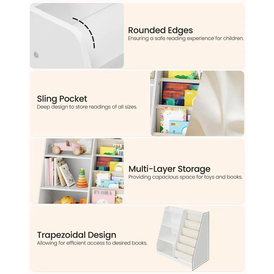 رف كتب للأطفال وتخزين الألعاب، رف كتب للأطفال الصغار مكون من 6 طبقات، منظم تخزين ألعاب الأطفال، خزانة كتب للأطفال، لغرفة اللعب،