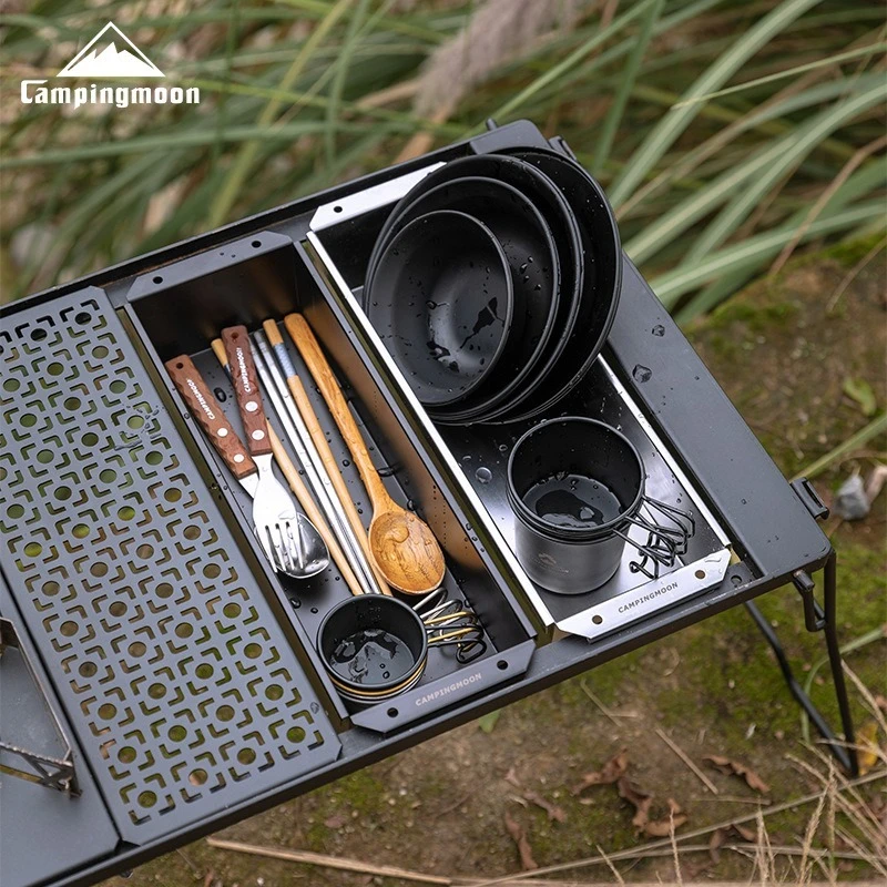

CAMPINGMOON BKCK-11 Stainless Steel Cutlery Box Camping Convenient IGT Table Sink Outdoor TeaTable Cutlery Storage