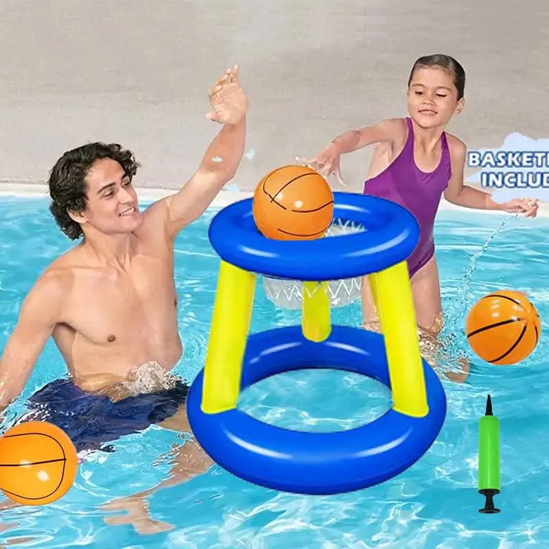 Set di canestro da basket gonfiabile in PVC per bambini gioco interattivo genitore-figlio all'aperto lancio del cerchio intrattenimento giocattoli estivi per giochi d'acqua