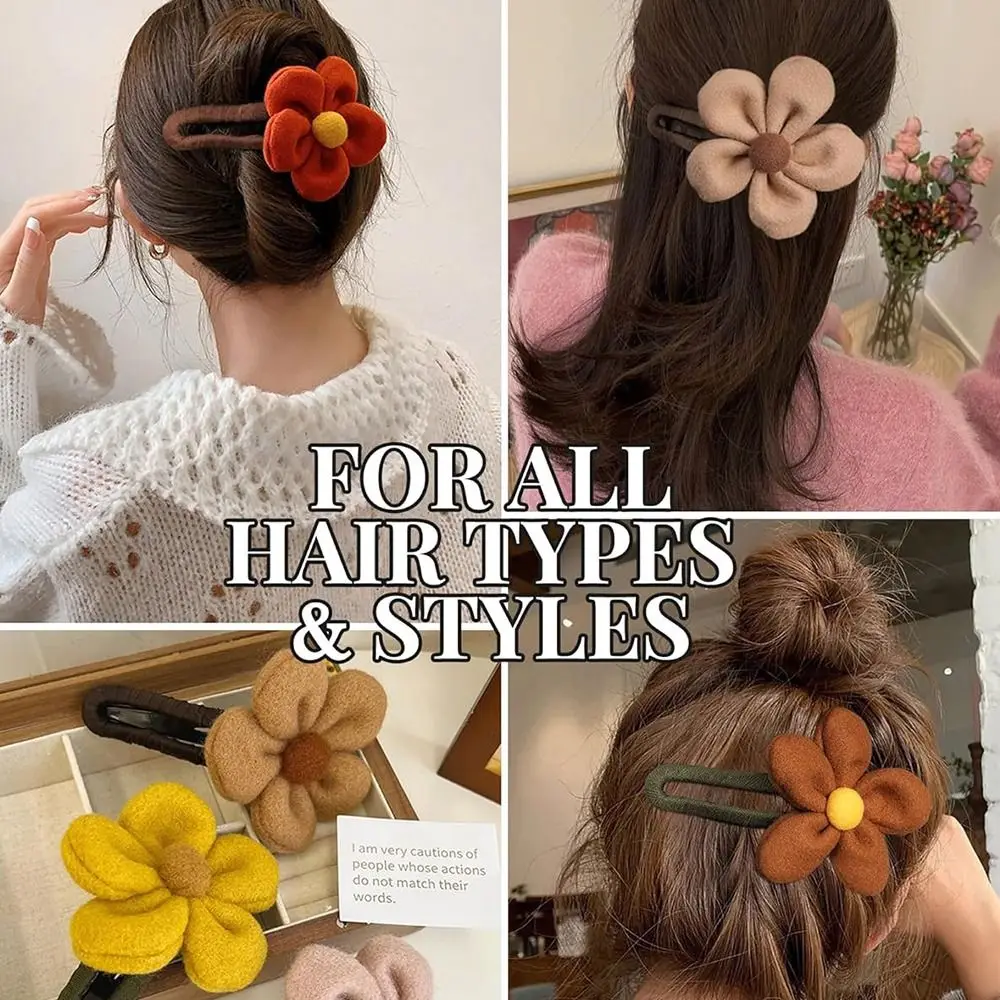Grandes clipes de cabelo liso para meninas, flor curvada, presilhas de cabelo francês, Concord Flat Hair Accessories, Hot