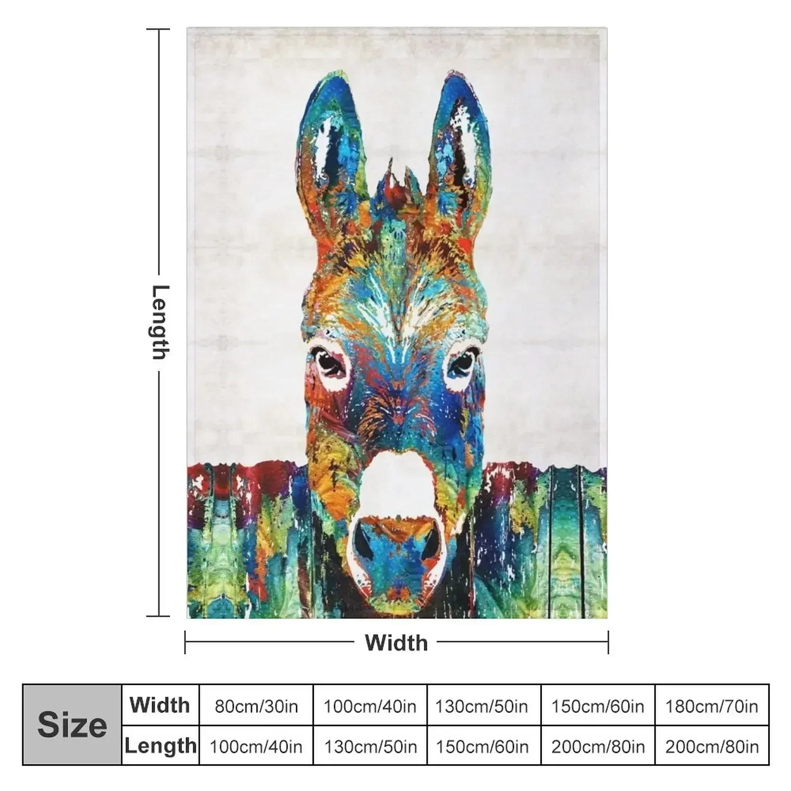 Colorful Donkey Art - Mr. Personality - By Sharon Cummings Throw Blanket Flannels Multi-Purpose Blankets