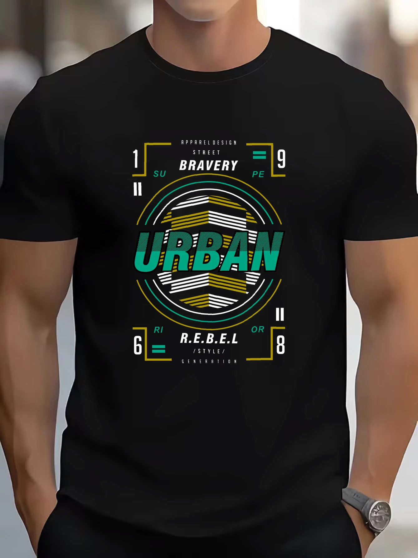 

Vintage Retro Number Graphic T-Shirt for Men, Sports Style Short Sleeve Tee, Casual Number Print Tops