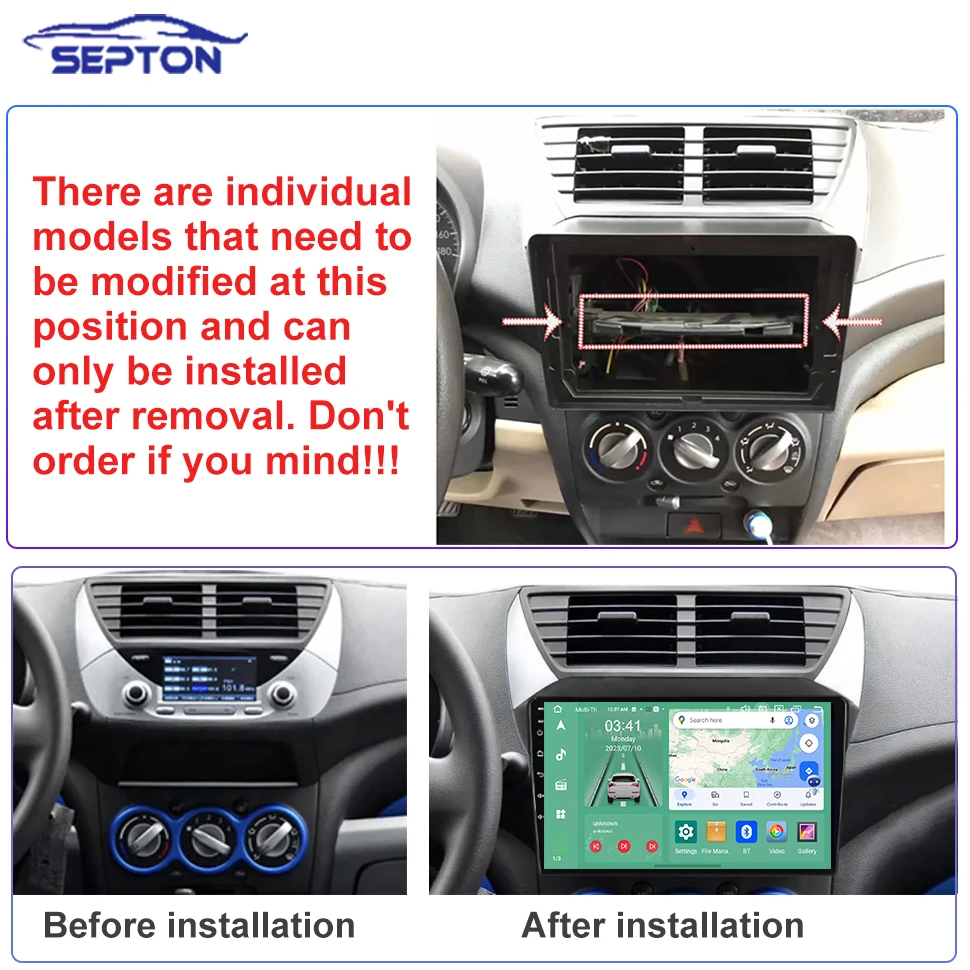 SEPTON Android Car setero Radio for Suzuki Alto 2009-2016 CarPlay Navi GPS Player 8Core 2Din Head Unit Screen for Car 4G Net DSP