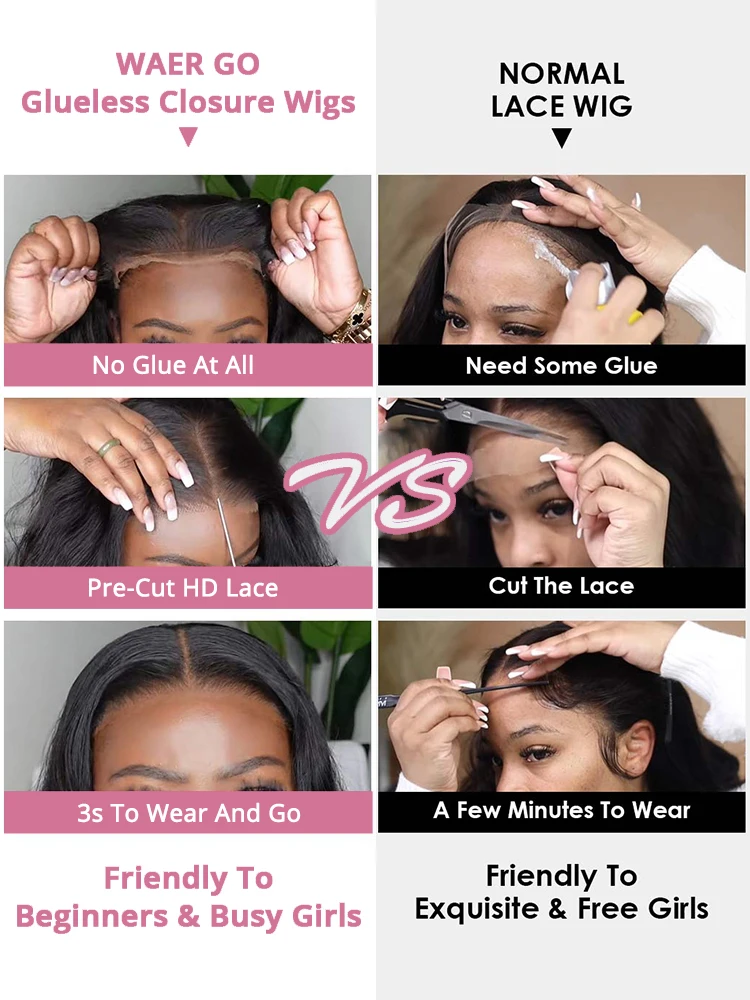 40 46 Inch Bone Straight 7x5 Glueless Wigs Human Hair Ready Wear And Go Pre Cut Lace 100% Human Hair 13x4 No Glue Silky Hair Frontal Wigs For Women 300 High Density Brazilian Preplucked Hairline 3-5 D image 7