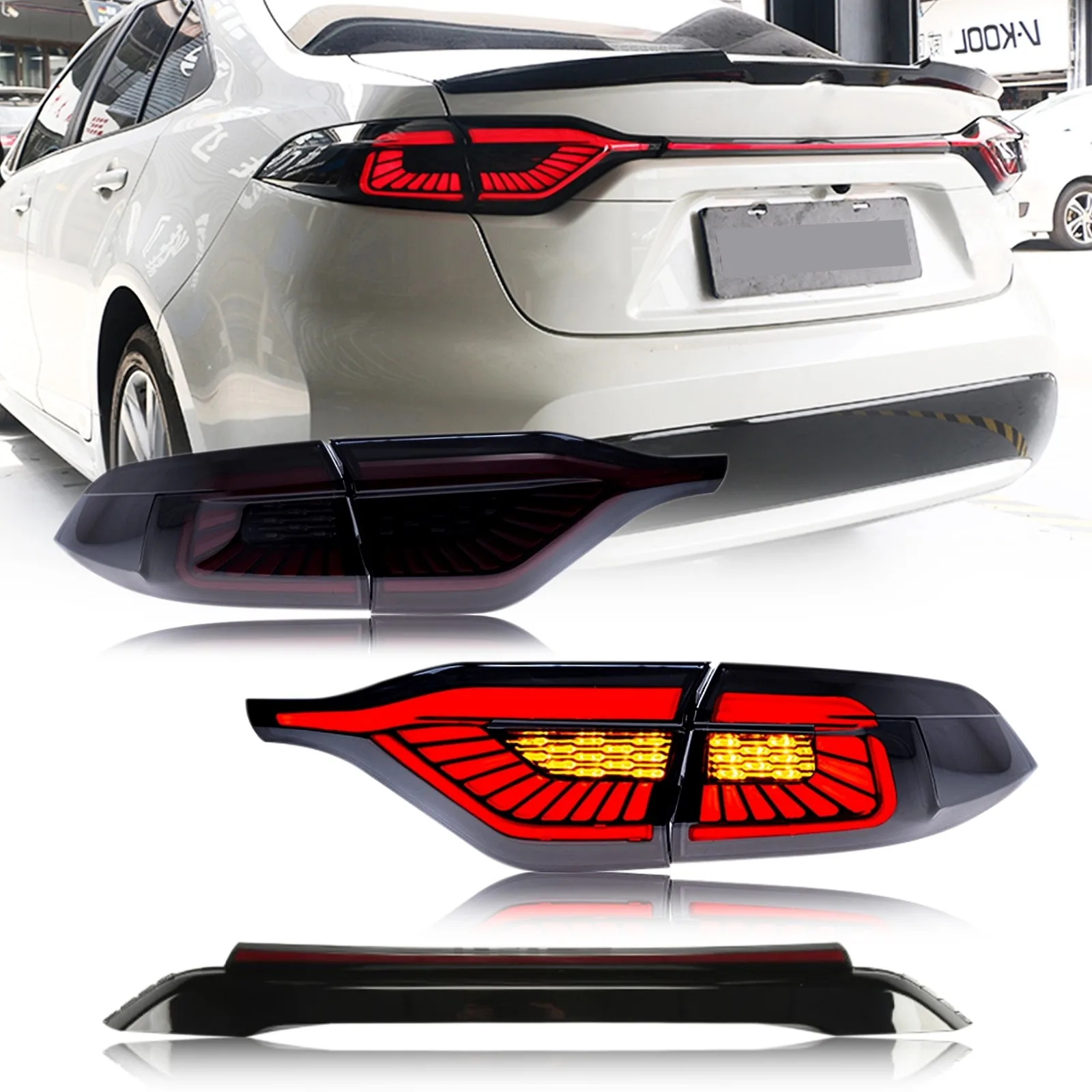 

1 пара светодиодных последовательных задних фонарей, фонарь багажника для Toyota Corolla 2020-2024, последовательный указатель поворота, задние стоп-сигналы багажника