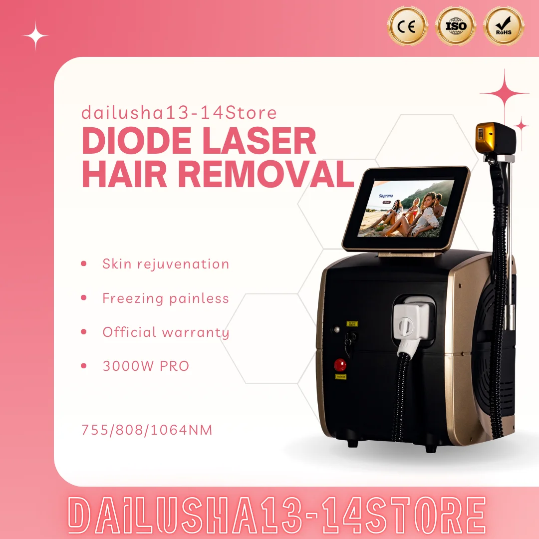 

3 Wavelength 808nm Diode Laser Hair Removal Skin rejuvenation Painless Effective Hair Removal Machine Ice Titanium Epilator