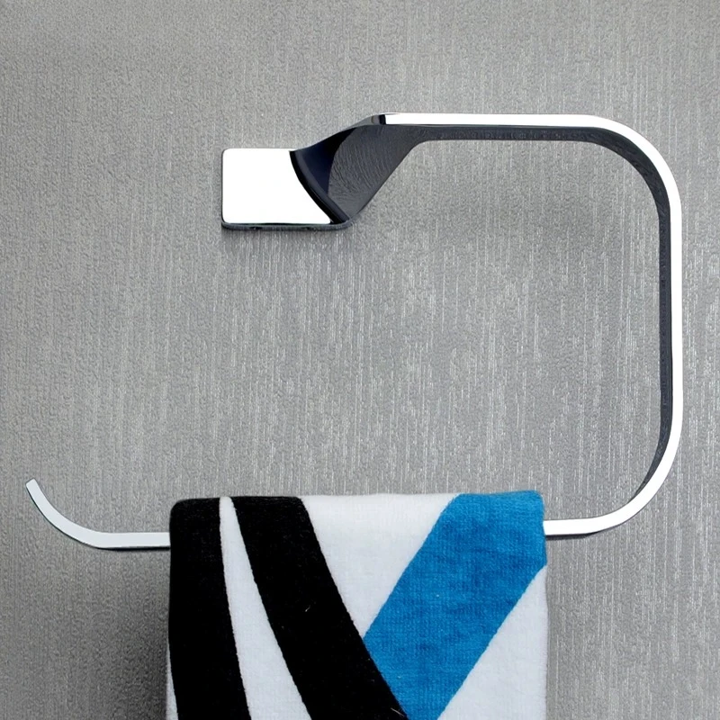 Integrated Form Towel Holder Bathroom Hardware Hook Luxury Round Hand Towel Ring Wall Mount Washroom Accessory Organizer