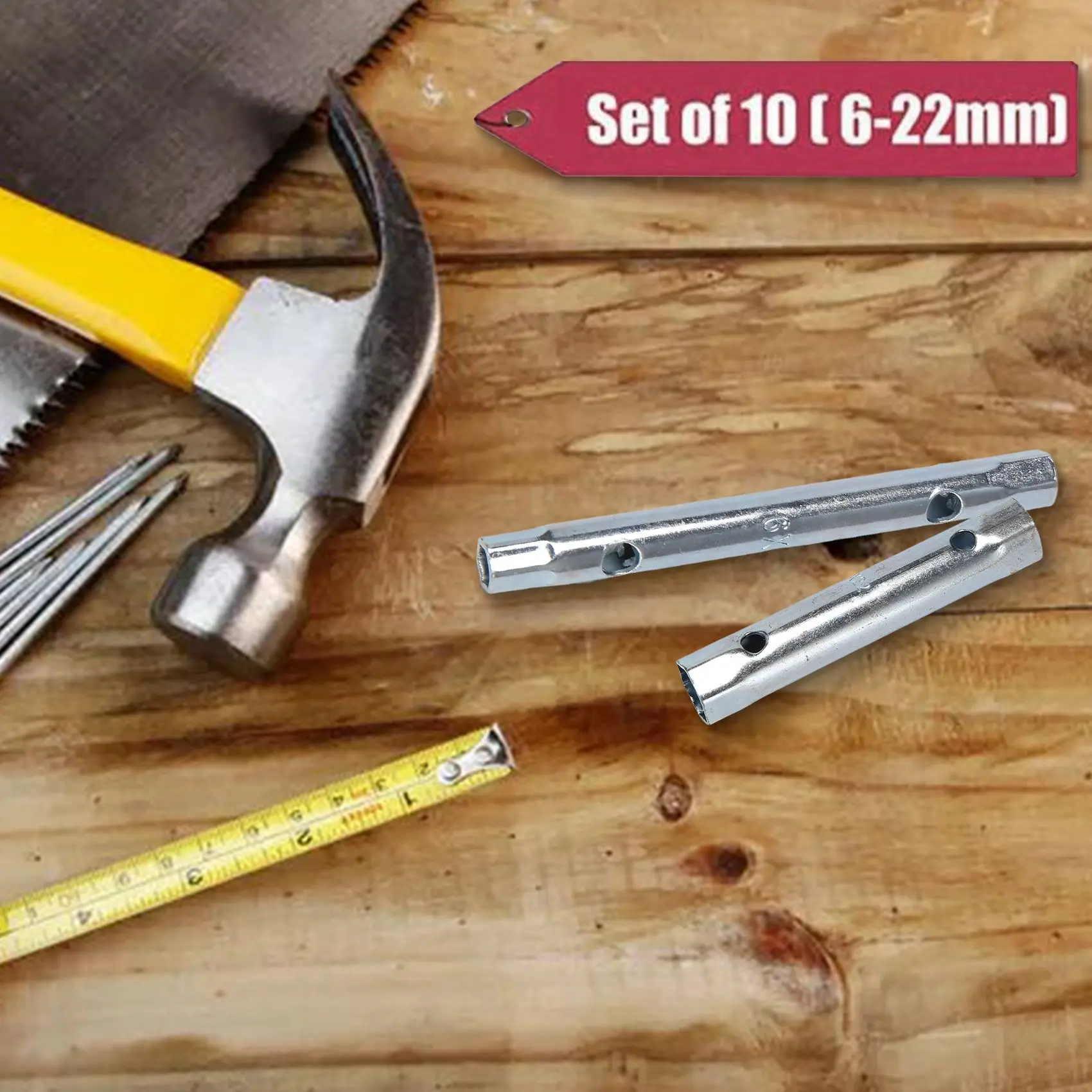 

*Большой 10 шт., 6-22 мм, метрический трубчатый коробочный ключ, набор трубчатых ключей для свечей зажигания, стальной двусторонний гаечный ключ для ремонта автомобильной сантехники