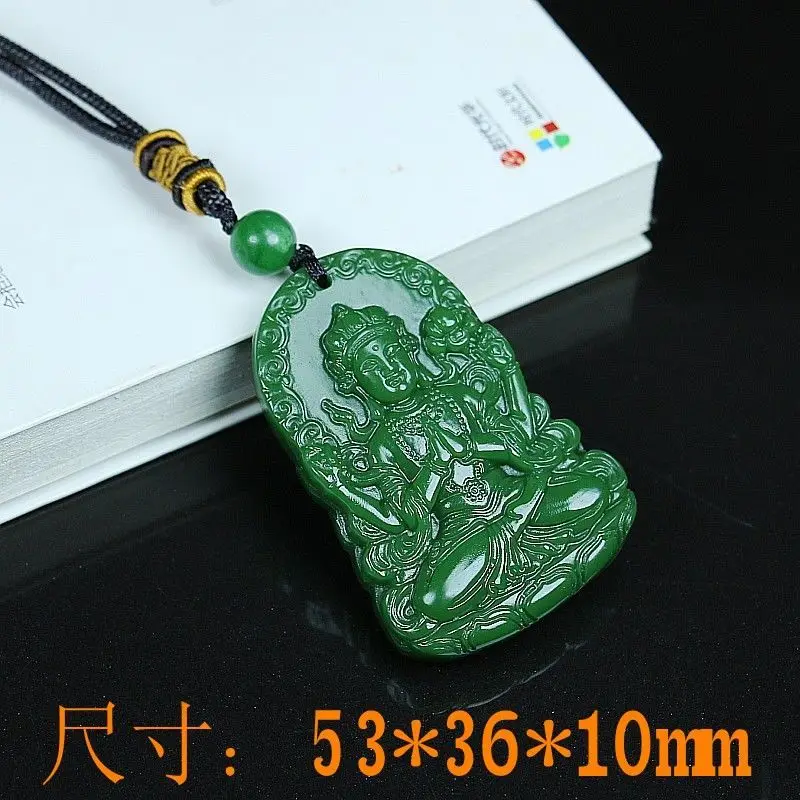 100% Hotan الجاديت الأخضر والأزرق متعدد الألوان ألف يد قوانيين قلادة عصرية للرجال والنساء