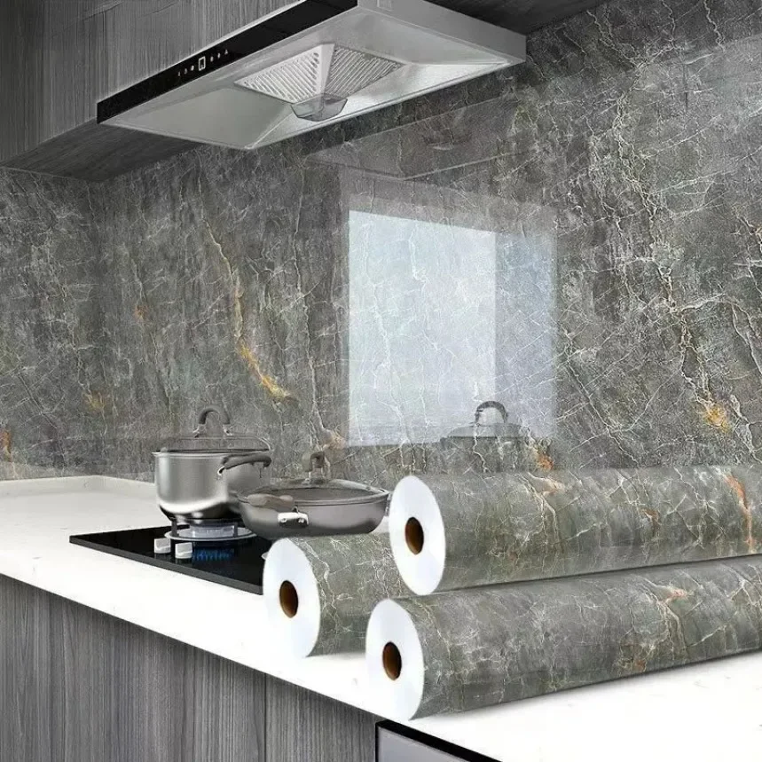 Bathroom Vinyl Marble Self Adhesive Wallpaper Waterproof Wall Stickers Contact Paper for Kitchen Mould Proof Wall Stickers