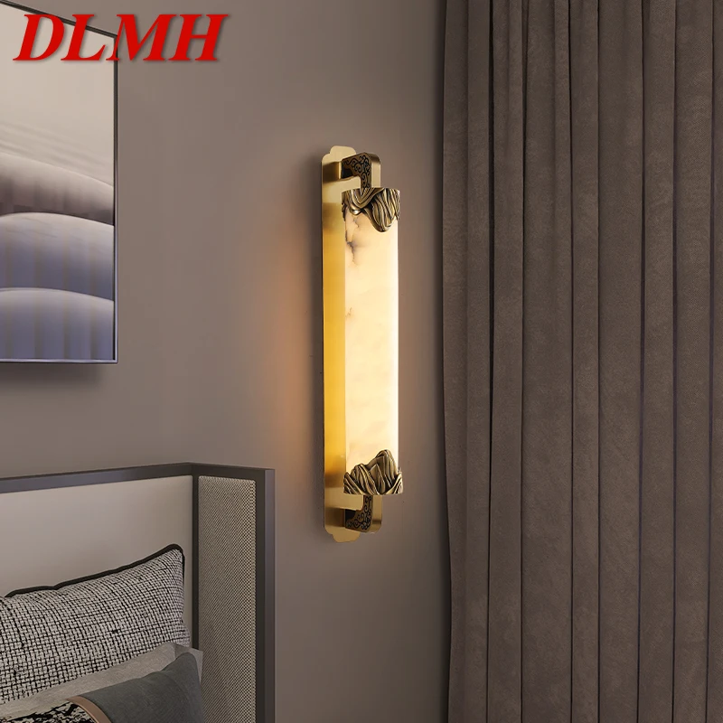 

DLMH Brass Wall Light LED Modern Luxury Marble Sconces Fixture Indoor Decor for Home Bedroom Living Room Corridor