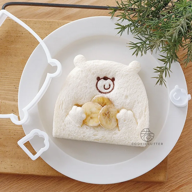3 unids/set molde cortador de sándwich de oso abrazar oso tostada pan cortadores de galletas DIY desayuno mermelada sándwich decoraciones para hornear