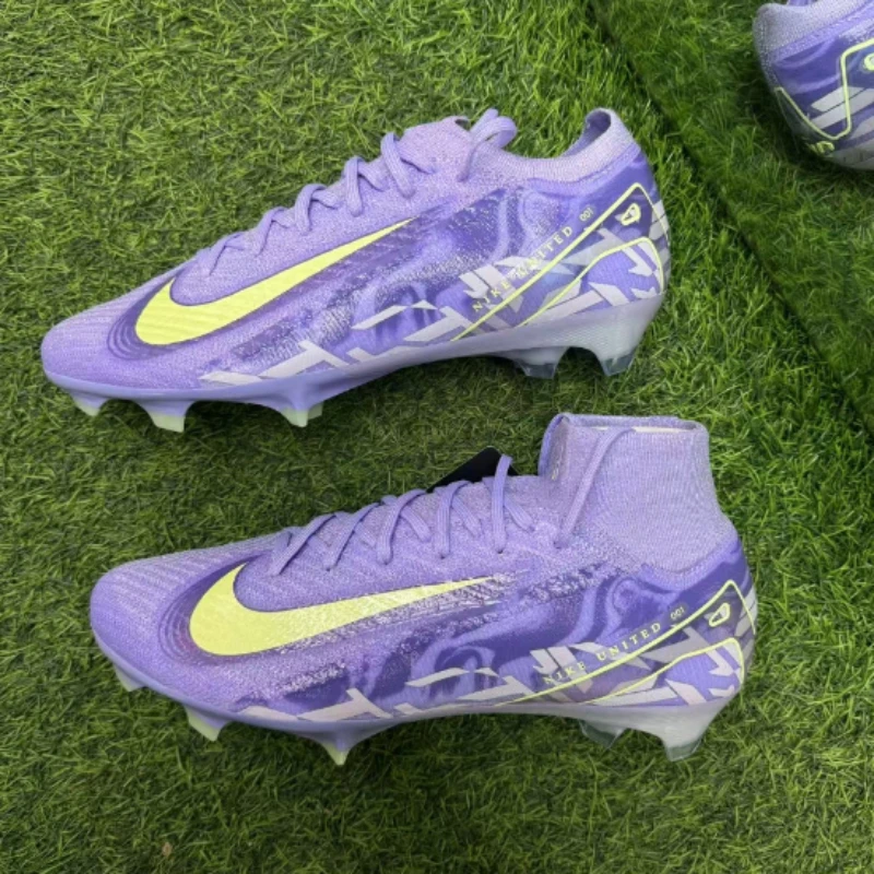 Nike Mercurial Superfly 10 Elite Purple Unisex Fashion FG Football Shoes High Top Firm Ground Durable Footwear HF1603-500