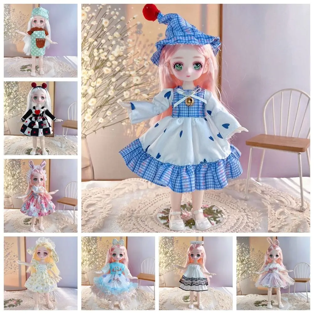 Mini Dolls with Clothes BJD Doll Dress Up Simulated Eye Simulated Eye Hinge Doll Colorful Cute Removable Joints Doll Kids Toy