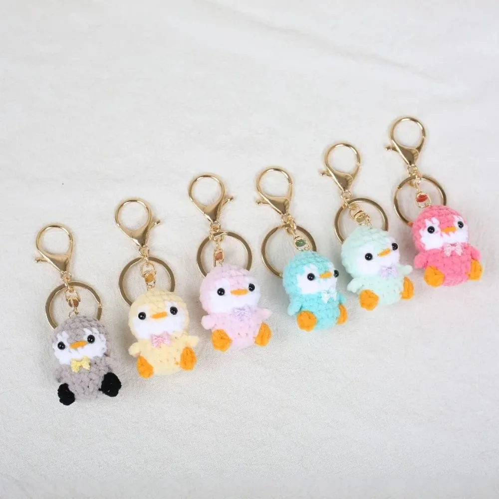 Mini Penguin Series Crochet Keychain Handmade Crochet Cartoon Penguin Doll Keychain Knitted Pendant view 2