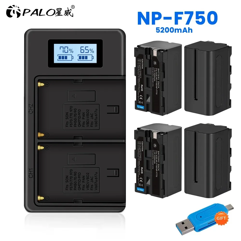 

1-4pcs 5200mAh NP F750 NP F770 NP-F750 Battery Akku + LCD USB Charger for Sony NP F970 F960 F550 F570 QM91D CCD-RV100 TRU47E