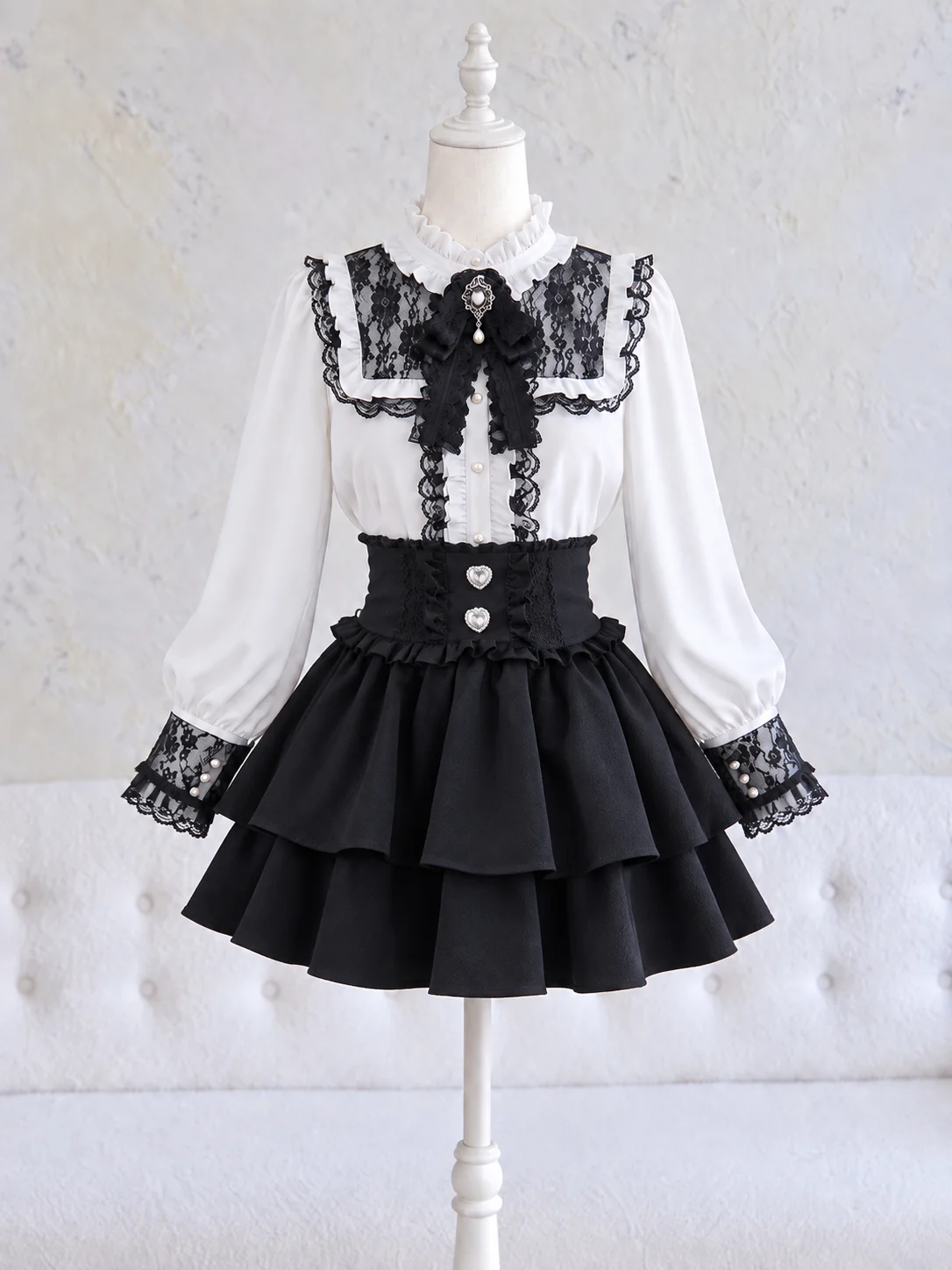 Japanese Y2K Lolita Two Piece Skirt Suit Women Sweet Slim Fit Tops High Waist Pleated Mini Skirt Korean Trendy Daily Outfit Set image 2