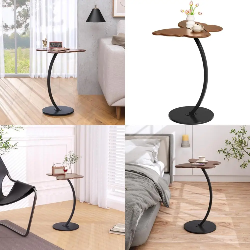 

Contemporary Metal Frame C-Shaped Side Table, Space-Saving Sofa and Bed Side Table for Living Room and Bedroom