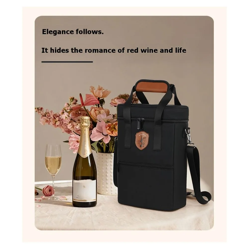 ABUG-Two-Bottle Wine Tote Bag, Large Capacity & Leakproof