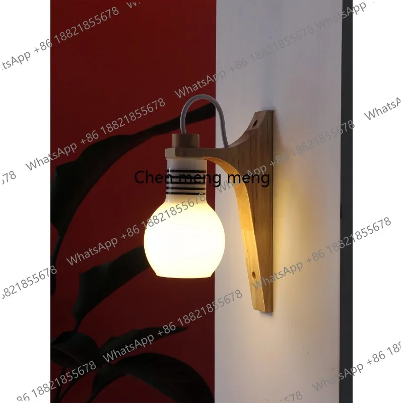 

Retro log bedside wall lamp, homestay bedroom atmosphere lamp medieval entrance corridor wall lamp