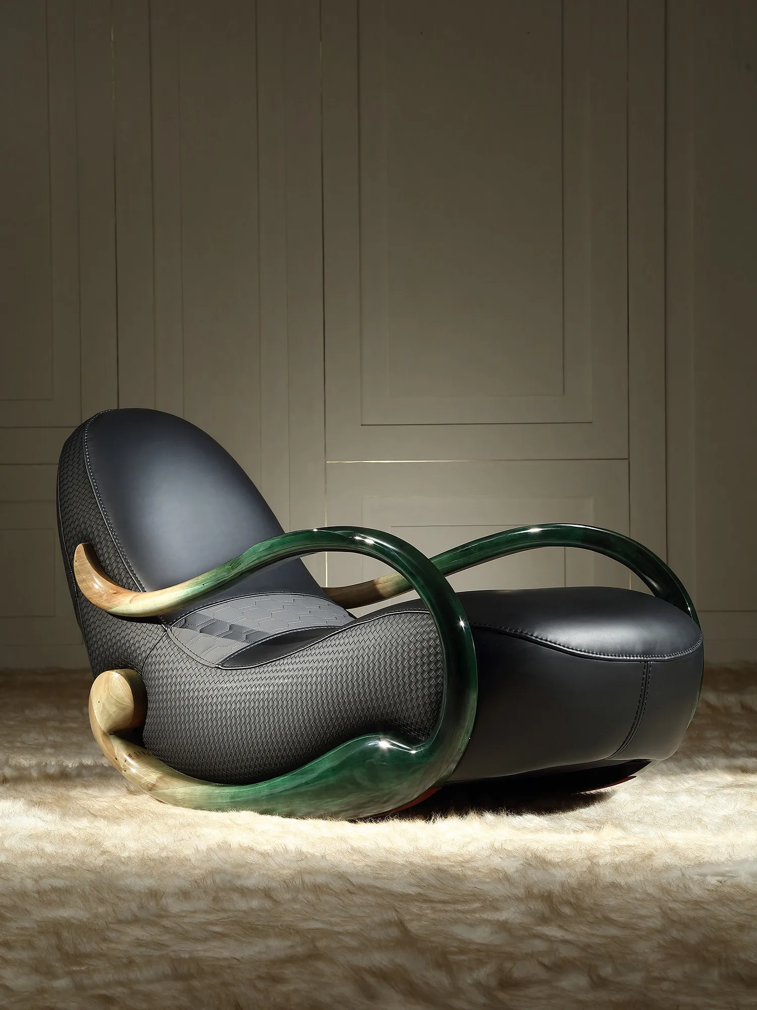 

Кресло-качалка класса «лайт-люкс», художественное кресло-реклайнер из массива дерева с кожаной обивкой, повседневное кресло-качалка, одноместный диван