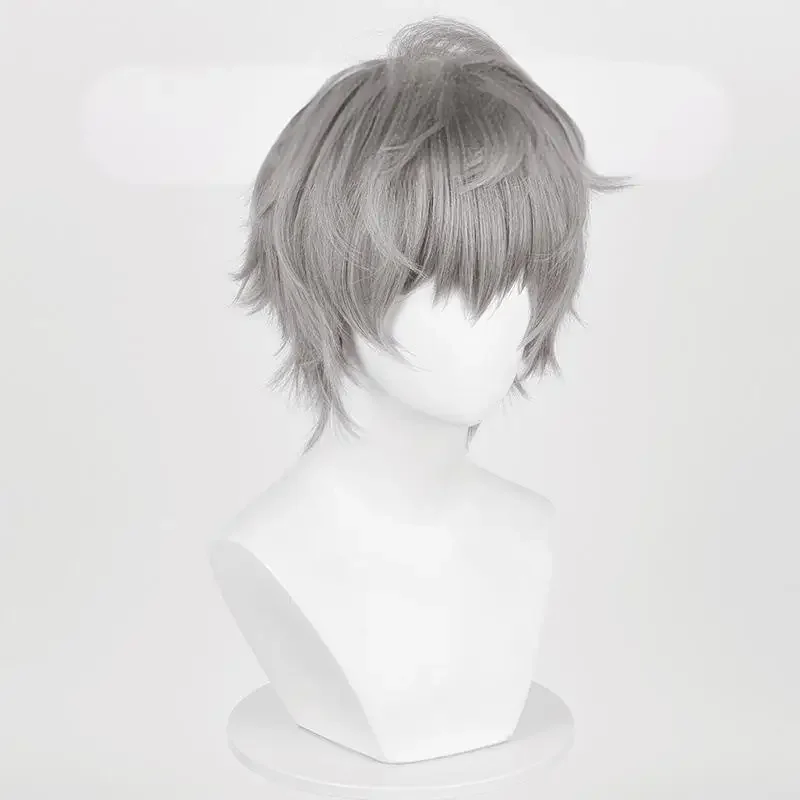 New 2025 Anime Alien Stage Till Cosplay Wig Men Silver Gray Short Hair Heat Resistant Synthetic Wigs Cap Carnival Halloween Prop