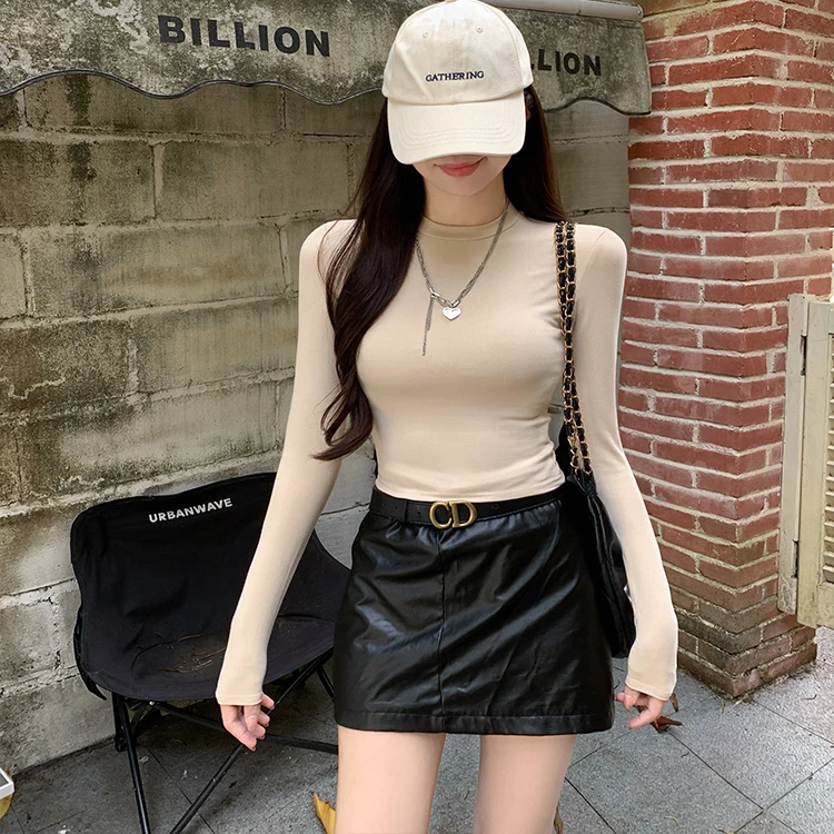 Bla hoge taille ort Svel dames T-shirt rond Ne Slim Fit Sexy Sle katoen polyester mix herfst nieuwe collectie