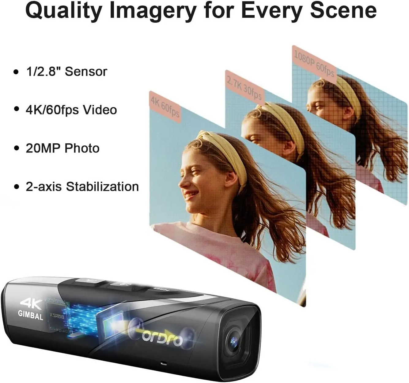 Head-Mounted Video Camera, Ultra    Camcorder  Hands Free Wearable Camera, Has 2-Axis Gimbal Video Sta