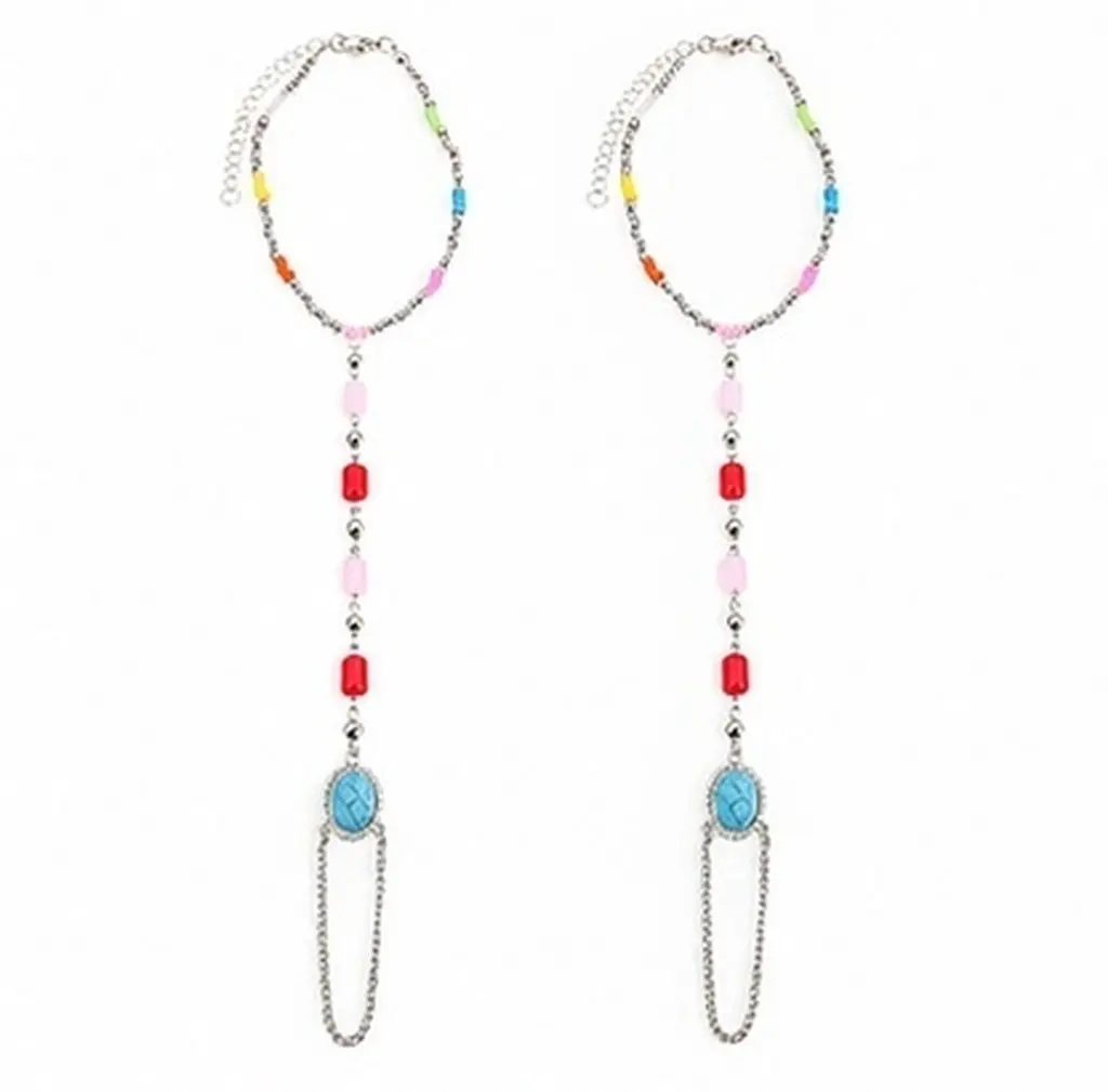 2Pcs Beaded Ankle Chain Anklet Foot Chain for Women Men Summer Beach Party Festival Wedding Carnival Bohemian Elegant Foot