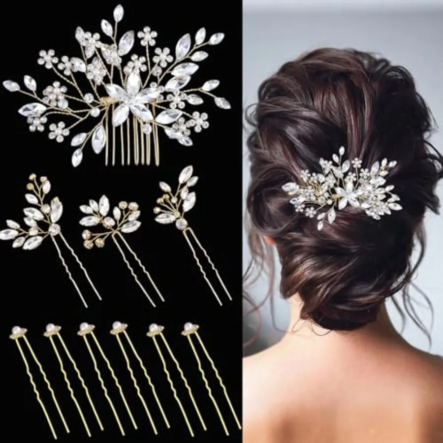 

10 pcs Bride Hair Pins Rhinestone Bridal Hair Pcs for Women Crystal Hair Accessories for Bride Bridesmaids Flower Girls