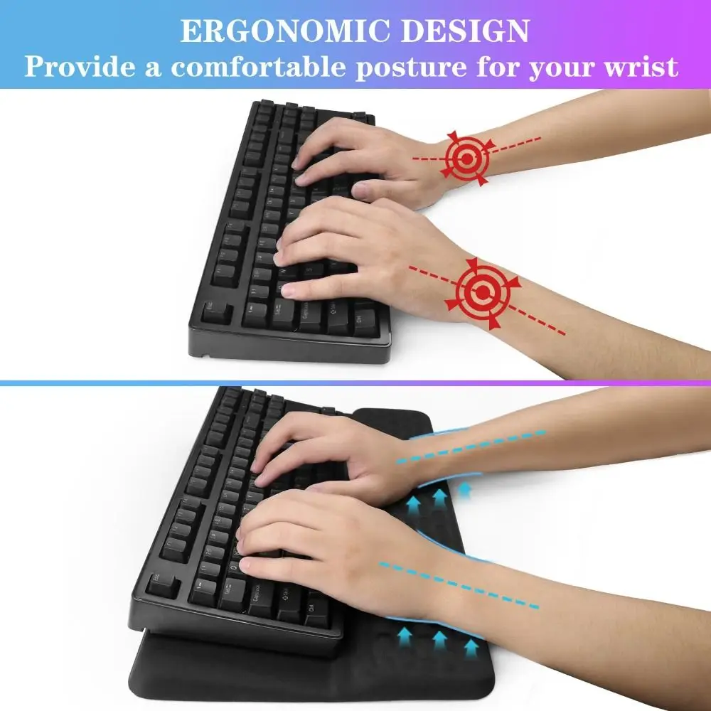 Ergonomic Computer Keyboard Stand Memory Foam with Wrist Rest Keyboard Holder Non-slip Breathable Keyboard Riser for Easy Typing