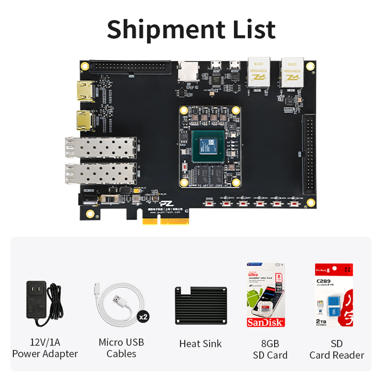 Puzhi A735T A775T A7100T A7200T FPGA-ontwikkelbord Xilinx Artix-7 XC7A35T XC7A75T XC7A100T XC7A200T Evaluatiekit PCIE HDMI