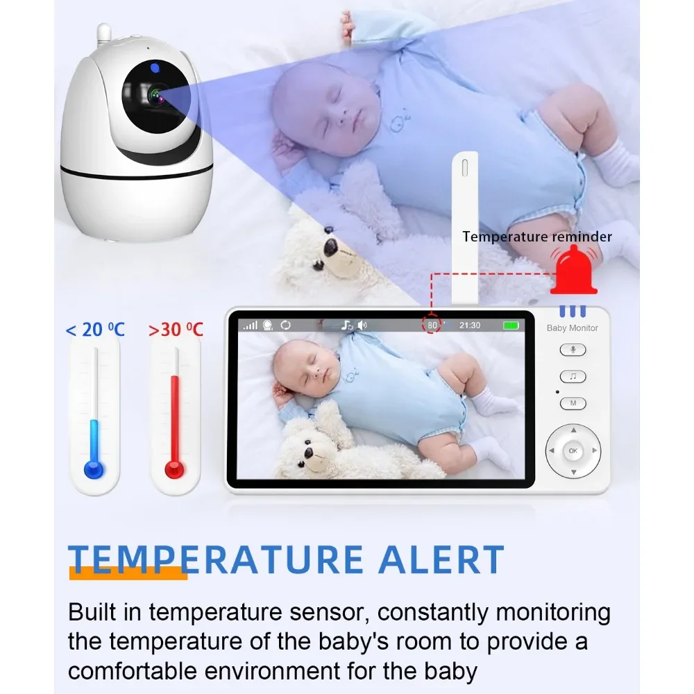 5 นิ้ว Video Baby Monitor การตรวจสอบไร้สาย 2.4G Two WAY Audio จอแสดงผลวิดีโอดิจิตอลกล้องความปลอดภัย-สําหรับทารกแรกเกิด