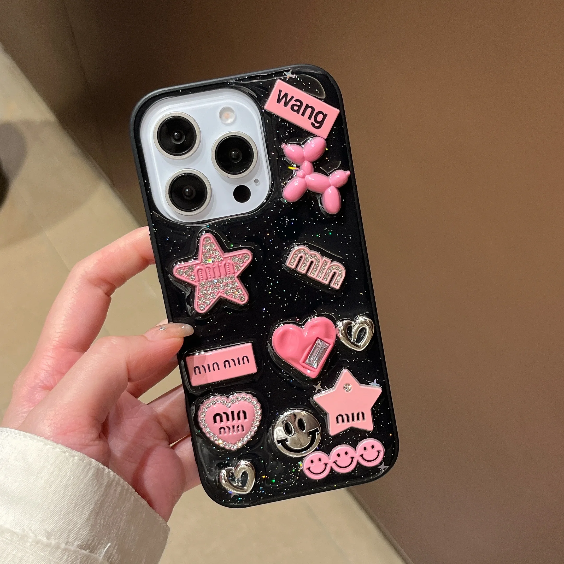 لطيف ثلاثية الأبعاد الحب القلب Y2K ستار حار فتاة قضية الهاتف آيفون 17 16 15 14 13 برو ماكس الايبوكسي شفافة لينة غطاء مقاوم للصدمات