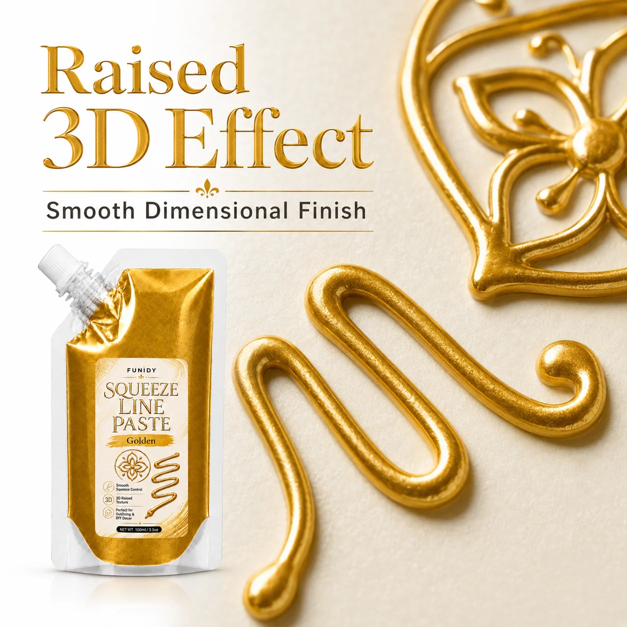 White/Golden Effect 3D Textured Modeling Paste- Ideal for Creating Handmade Holiday Gifts, Textured Art, and Canvas Decor