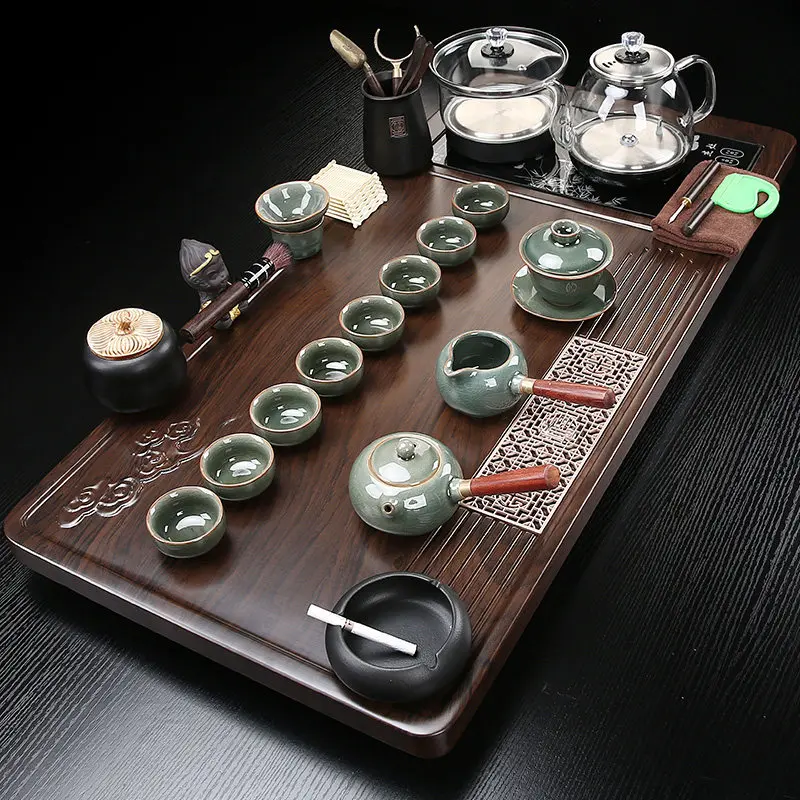 Pot Ceramic Tea Tray Wooden Serving Luxury Accessories Table Ceremony Office Tea Tray Desk Nordic Bandejas Home Decorationgs 3