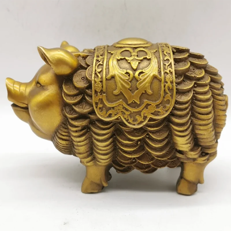 

Metal Pig Decorative Statue Lucky Pig Sculpture Model Ornament Home Feng Shui Lucky Decoration Brass Animal Sculpture Handicraft