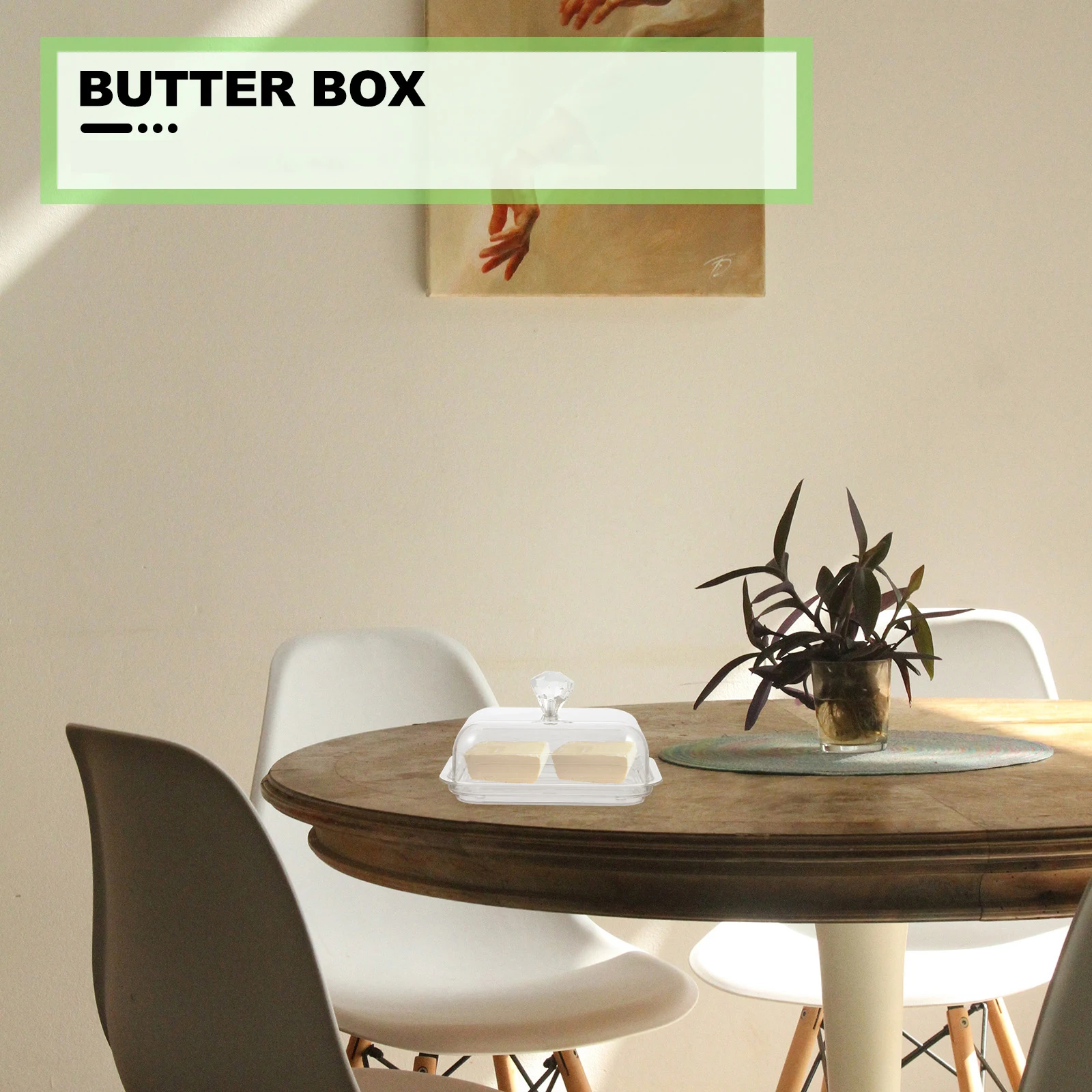 

Kitchen Butter Storage Box Sealed Acrylic Container For Desserts Snacks Lid Dustproof Food Server Restaurant Home Tableware Gift