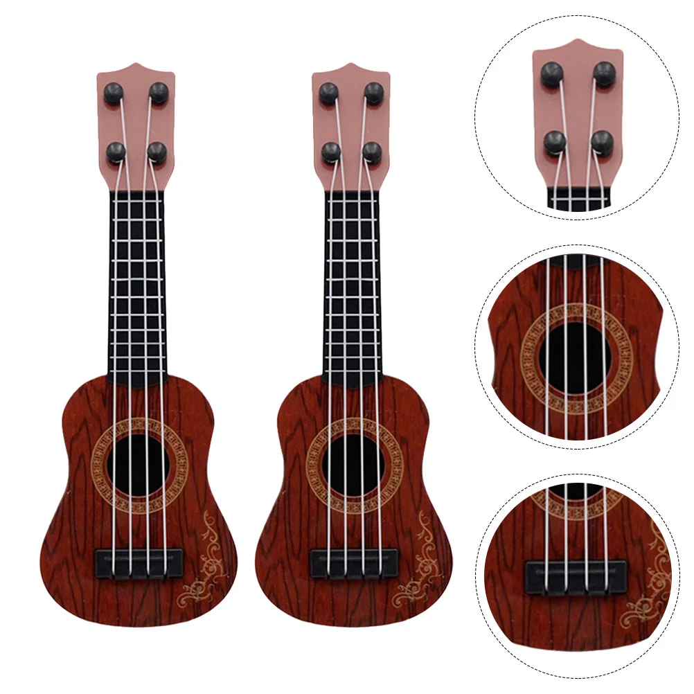2 Pcs Mini Ukulele Kid Toy Models Music Toys Kids Musical Instrument Early Education Boy Girls Age 4-5
