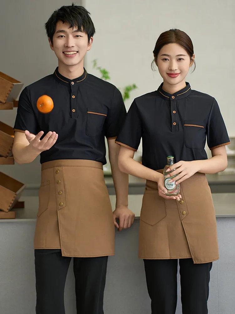 夏の女性のジャケット西洋レストランケータリング服ホテル男性制服カフェショップ女性ウェイター作業服通気性シャツ