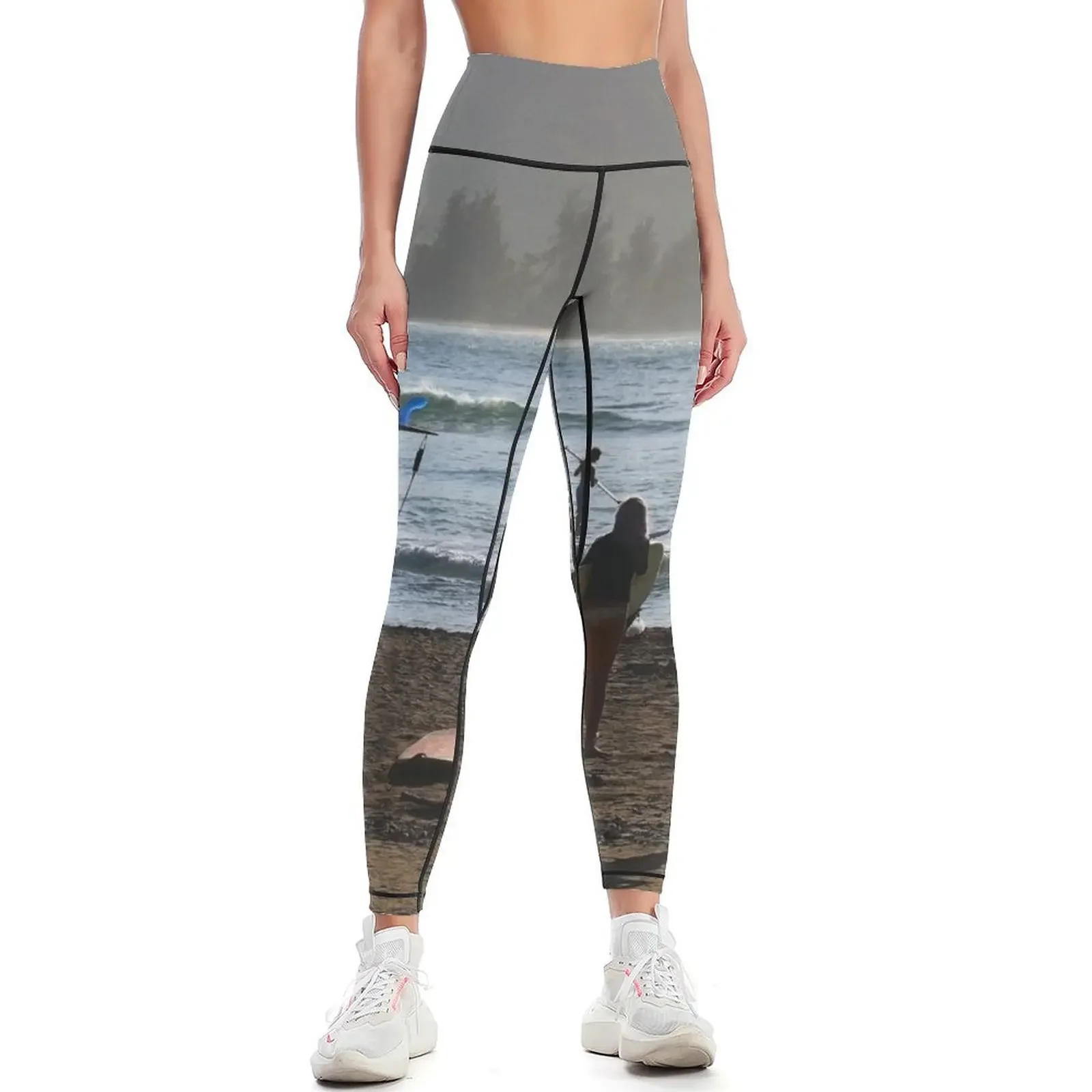 

Evening Surfers at Hanalei Bay Leggings sports for push up for physical Tight fitting woman Clothing fitness Womens Leggings