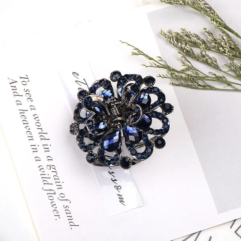 Women Butterfly Rhinestones Small Flower Hair Claw Clips Metal Crystals Hairpins Hair Accessories For Girl Headdress Ornament