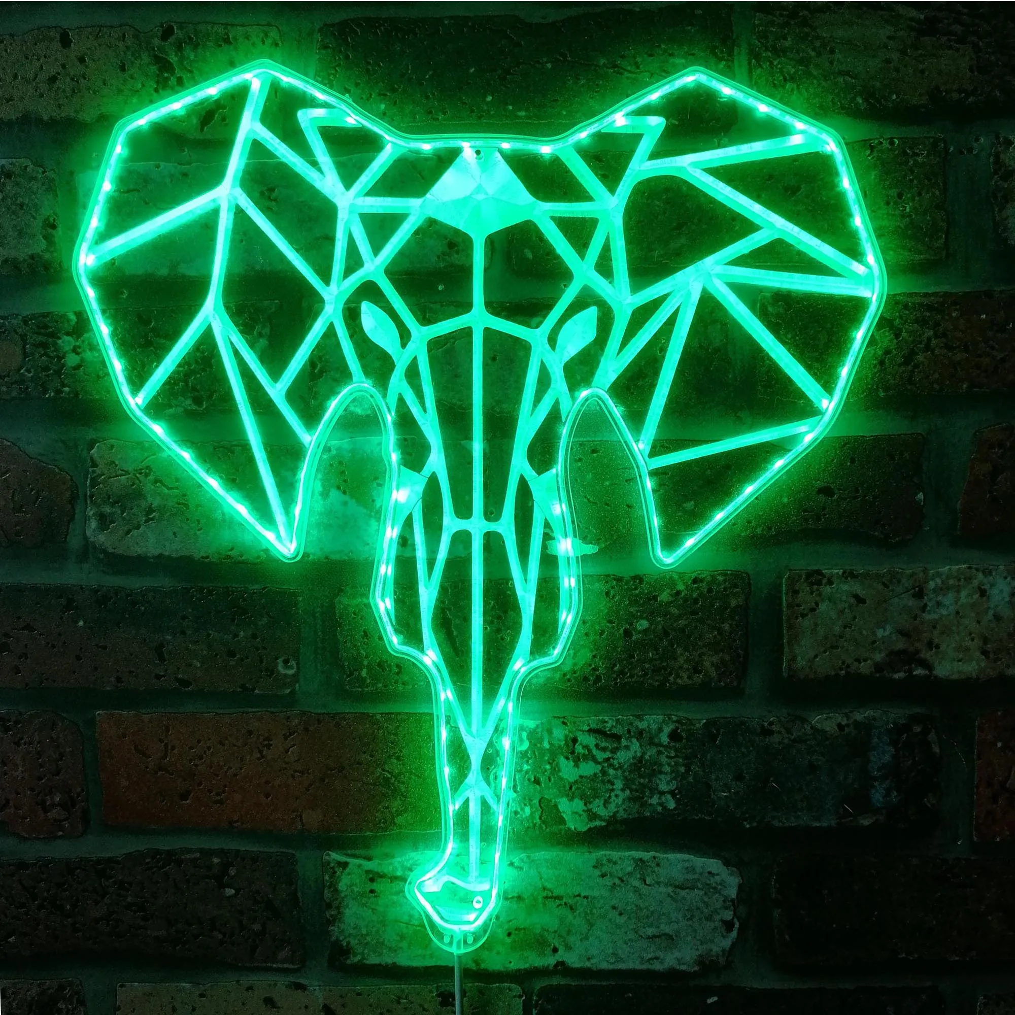 Elephant Head Geometric RGB Dynamic Glam LED Sign st06-fnd-i0287