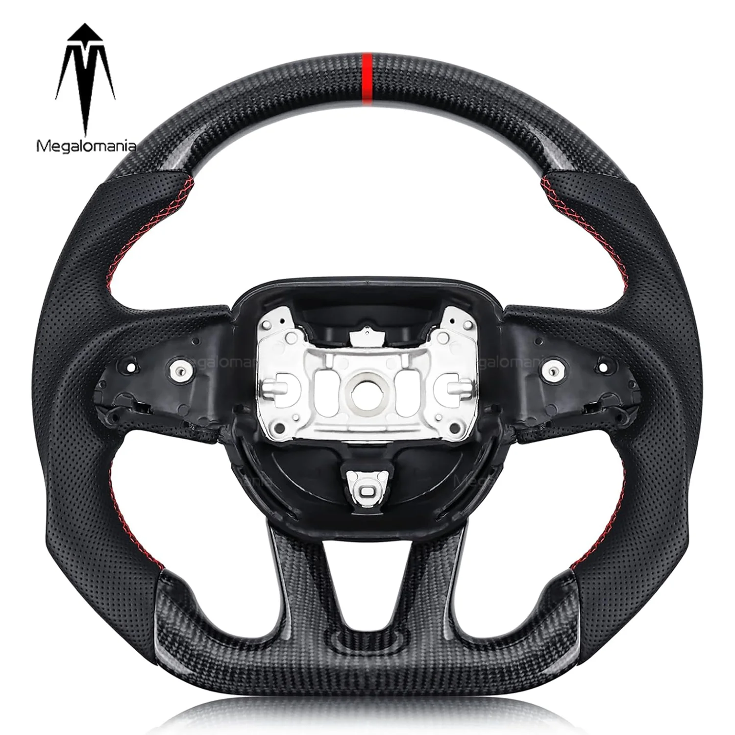 Real Carbon Fiber Steering Wheel For Dodge Challenger Charger Durango 2015-2023 D-shaped Nappa Perforated Leather Steering Wheel