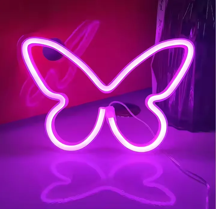 

Neon Night Light Sign Wall Art Sign Battery Operated Hanging Kids Bedroom Home Party Decoration Led Butterfly Neon Sign Light