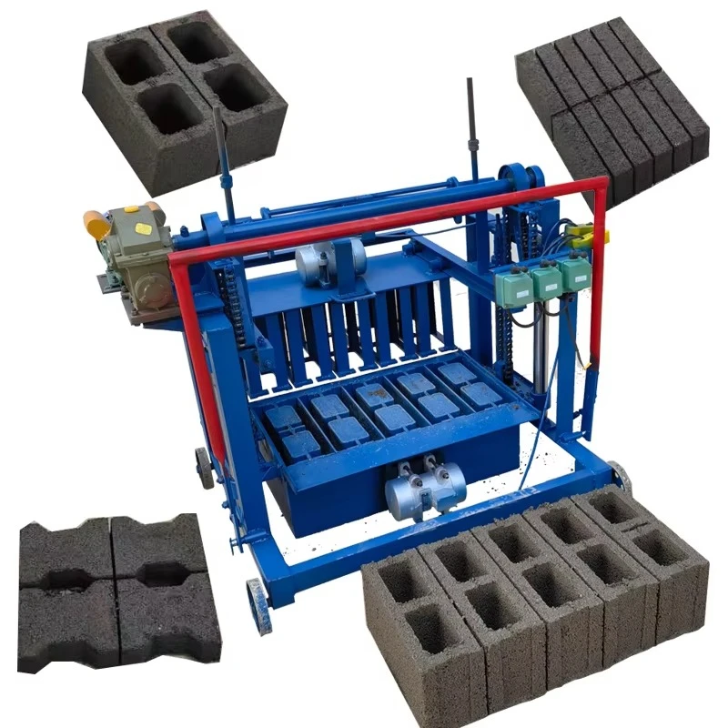 10-Hole brick making machine Concrete block Electric diesel semi-automatic mobile cement building brick making machine